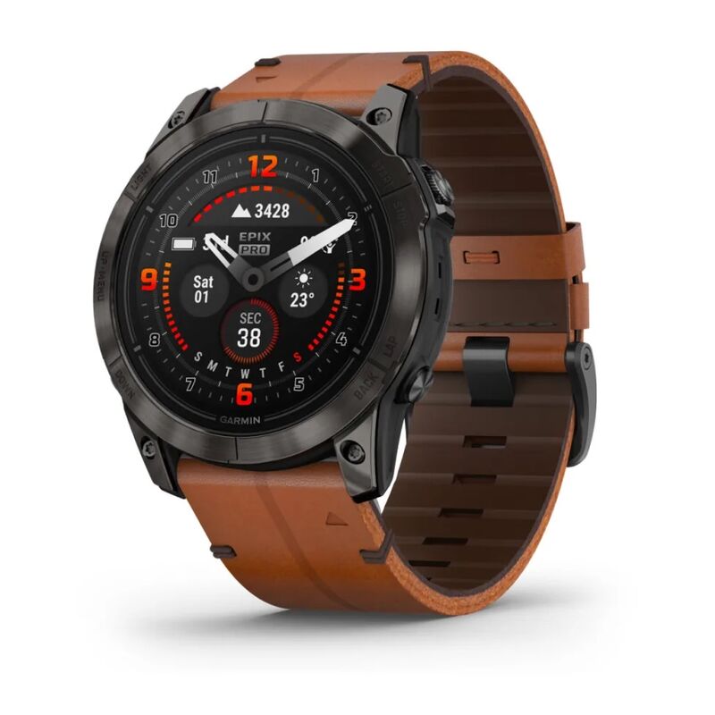 Часы Garmin Epix Pro (Gen 2) – Sapphire 51 Grey Chestnut Leather Band 010-02804-30