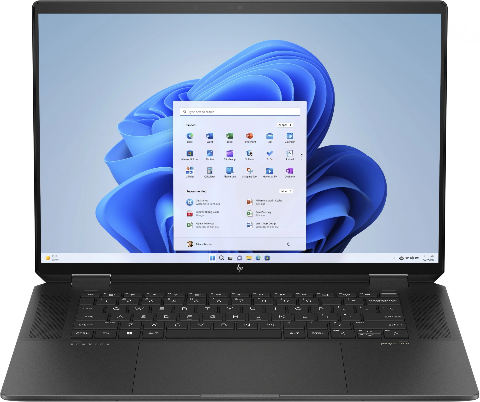 Ноутбук HP Spectre x360 16-aa0003ci Core Ultra 7 155H 16Gb SSD512Gb Intel Arc 16" IPS Touch WQXGA (2560x1600) Windows 11 Home black WiFi BT Cam (A74LREA)