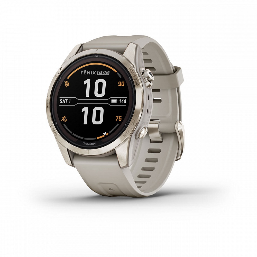 Часы Garmin Fenix 7S Pro – Sapphire Solar Soft Gold 010-02776-15 