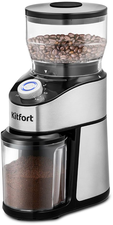 Кофемолка Kitfort КТ-744 сист.помол.:жернова вместим.:160гр черный