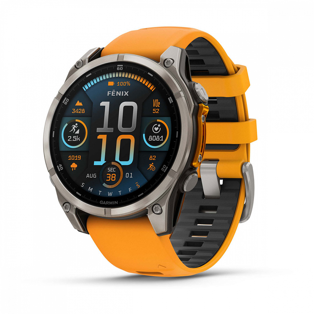 Часы Garmin Fenix 8 47mm Amoled Sapphire Titanium Orange 010-02904-11