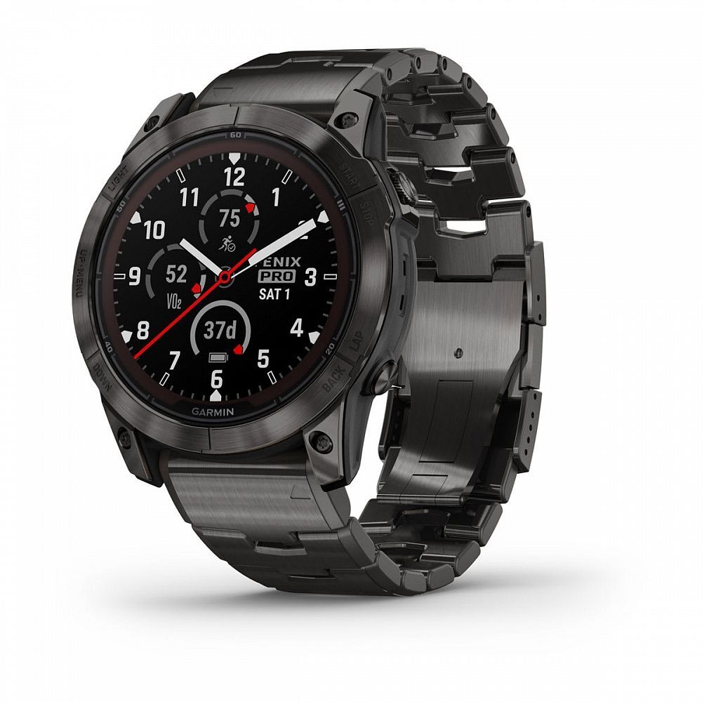 Часы Garmin  Fenix 7X Pro Sapphire Solar Carbon Gray Titanium Band 010-02778-30 