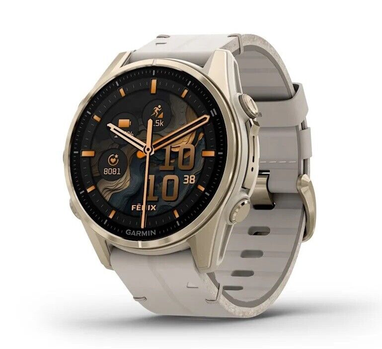 Часы Garmin  Fenix 8 43mm Amoled Sapphire Soft Gold Leather 010-02903-40 