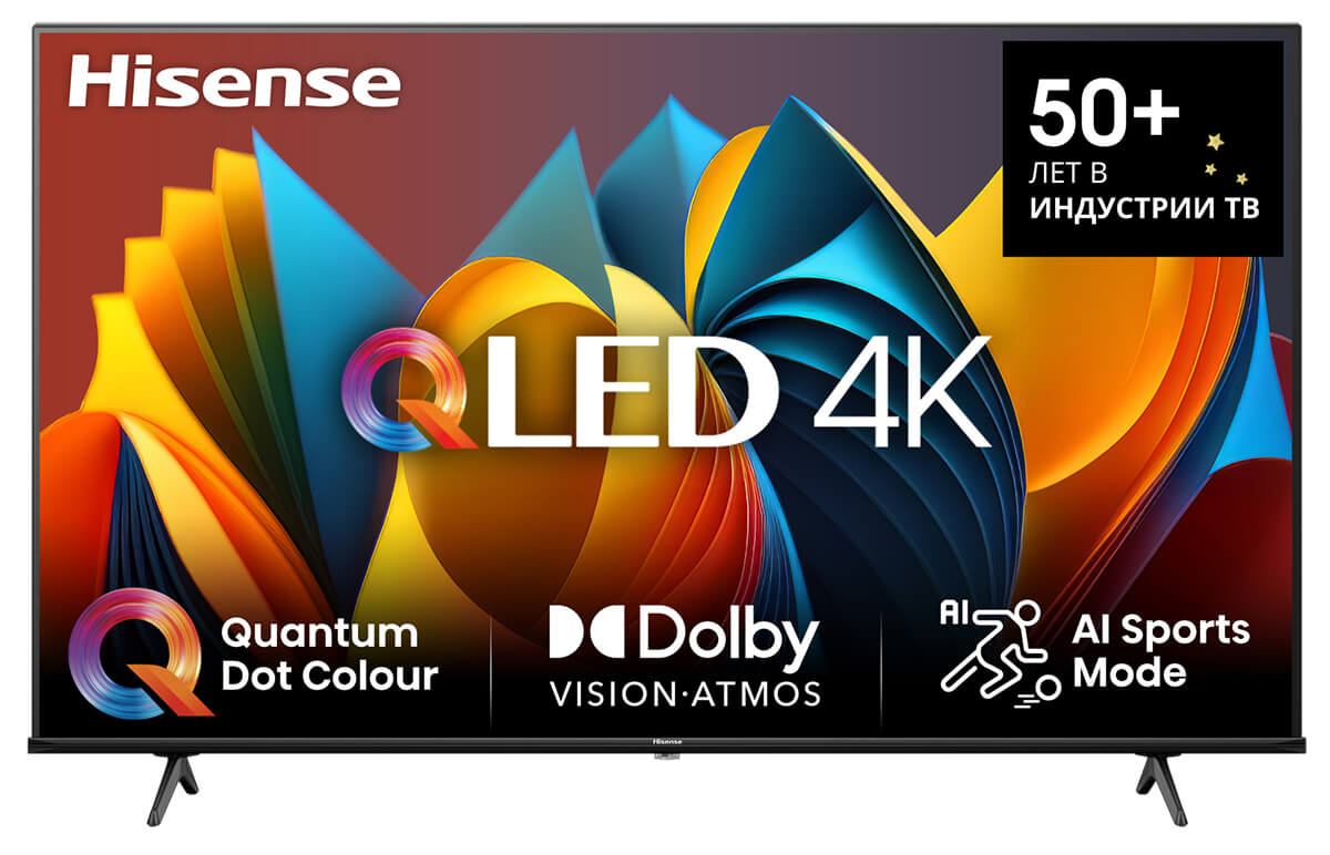 Телевизор QLED Hisense 50" 50E7NQ черный 4K Ultra HD