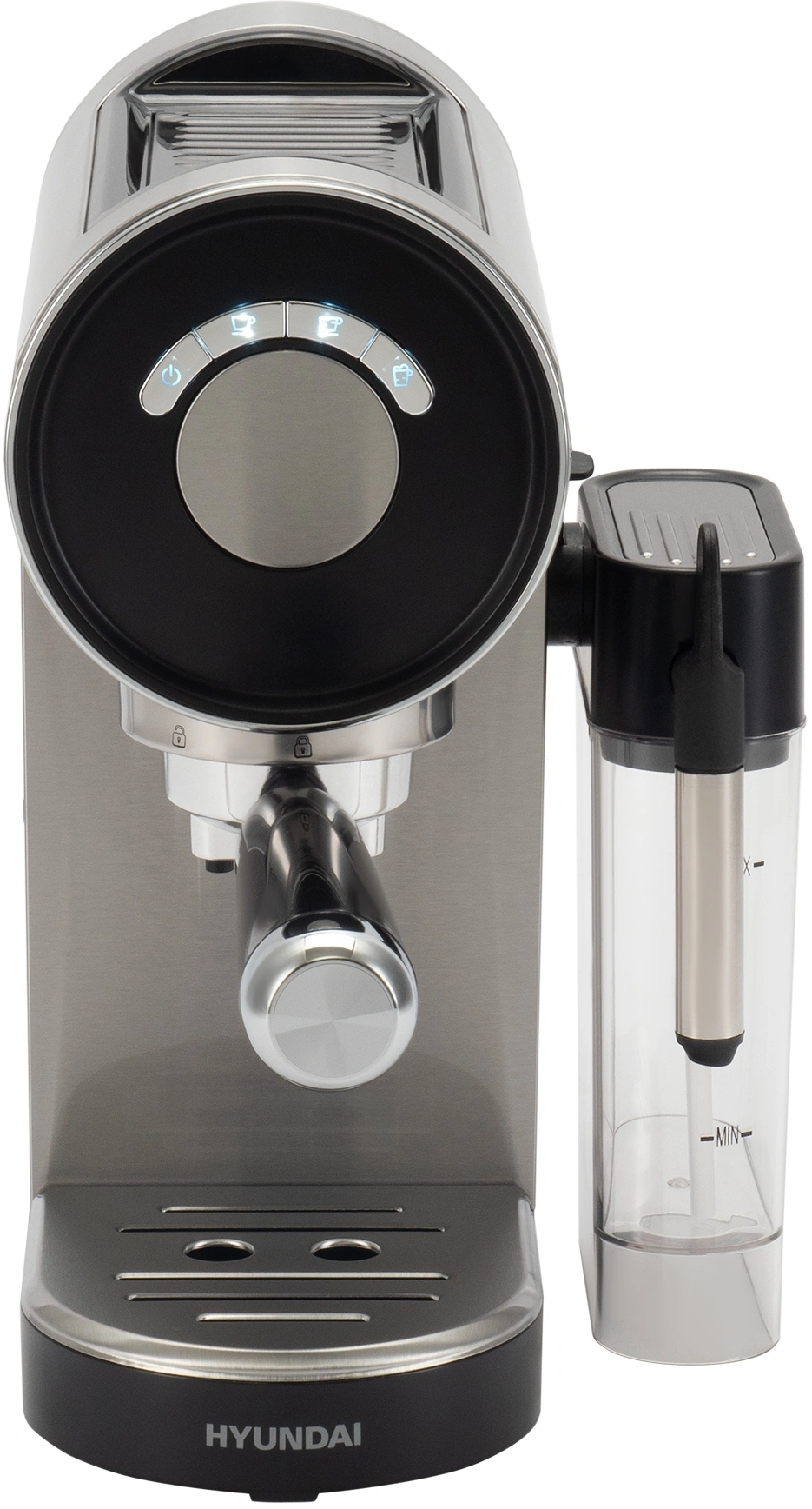 Кофеварка рожковая Hyundai HEM-4305 1350Вт серебристый/черный
