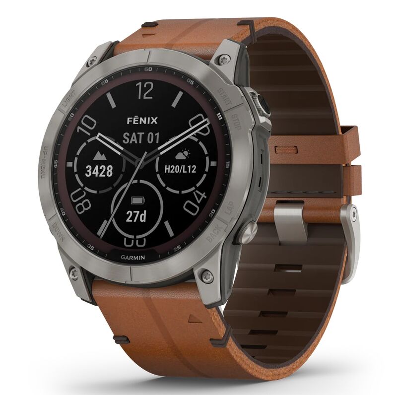 Часы Garmin Fenix 7X Sapphire Solar Leather Black Brown 010-02541-19