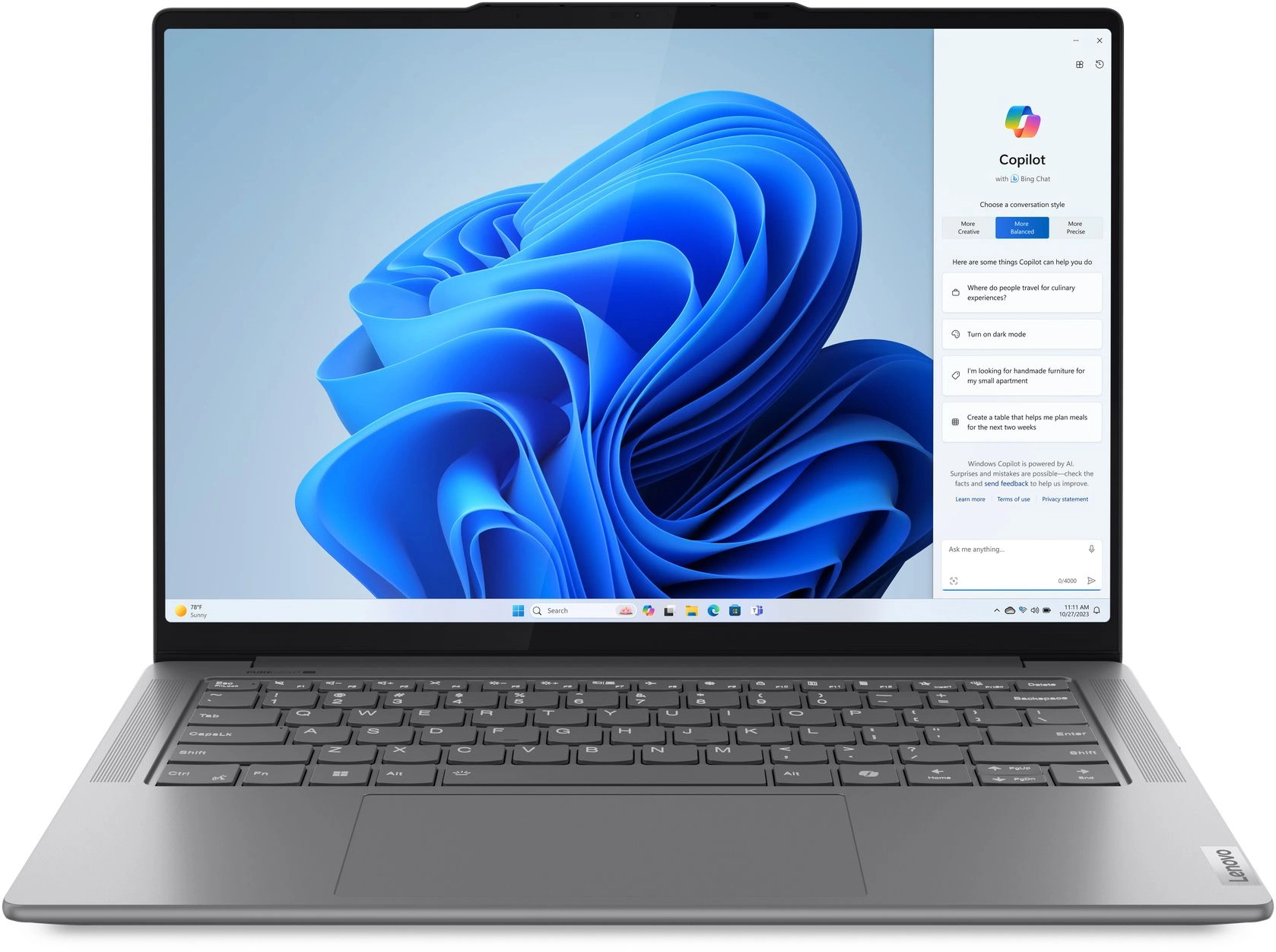 Ноутбук Lenovo Yoga Pro 7 14AHP9 Ryzen 7 8845HS 16Gb SSD1Tb NVIDIA GeForce RTX 3050 6Gb 14.5" IPS 3K (3072x1920) Windows 11 Home grey WiFi BT Cam (83E3001NRU)