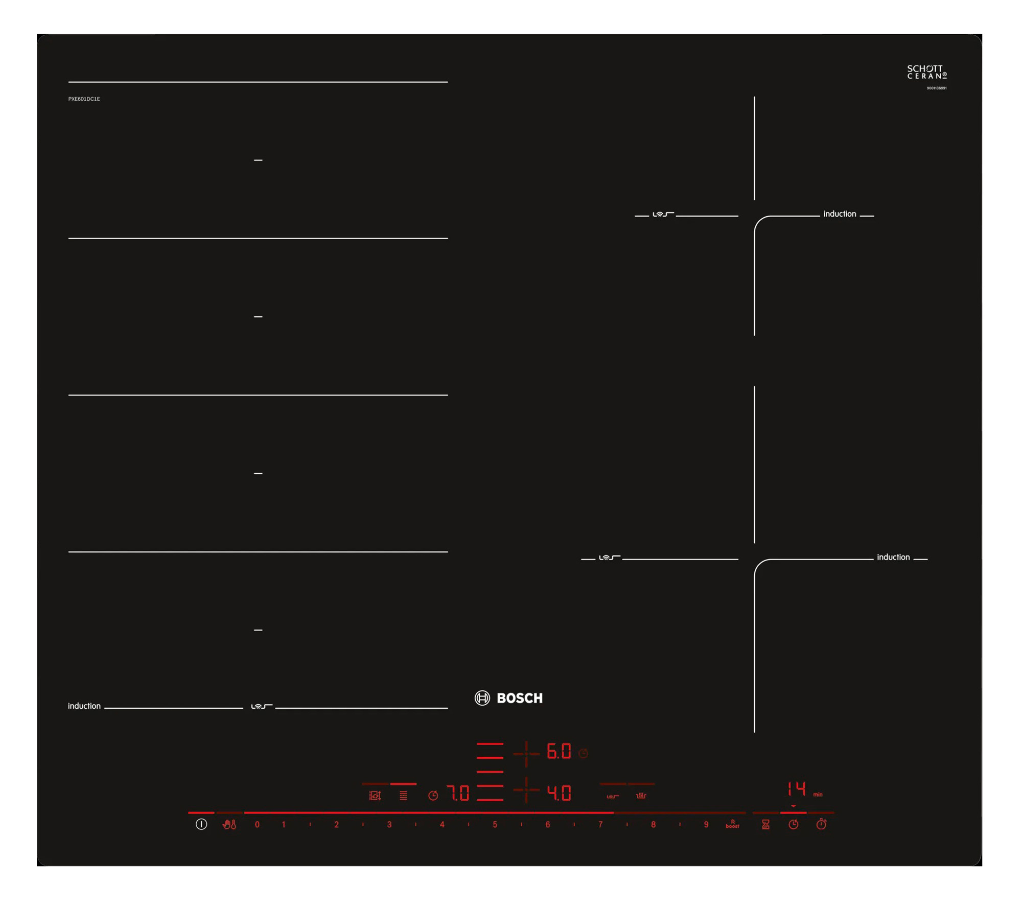 Индукционная варочная поверхность Bosch PXE601DC1E черный