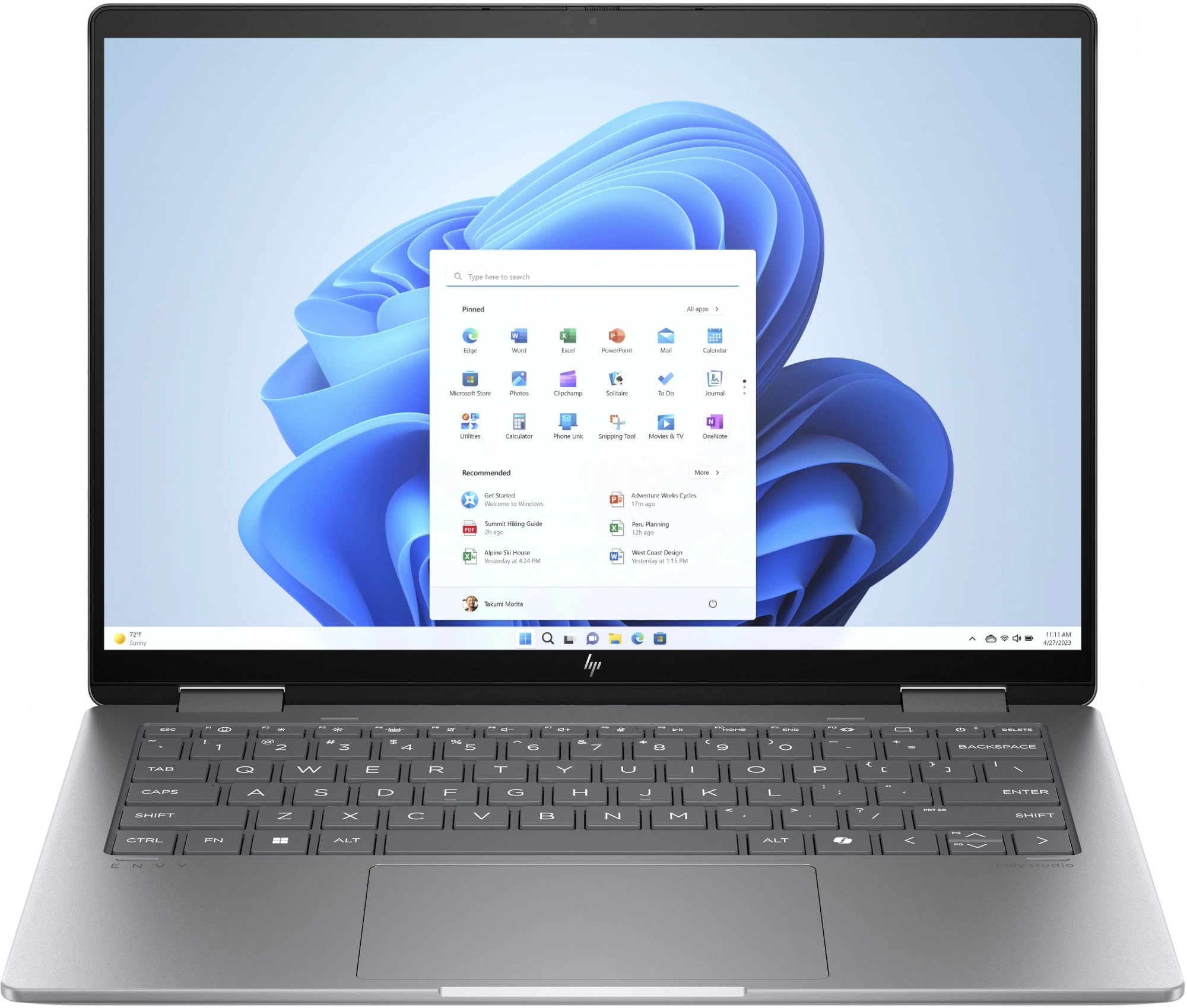 Ноутбук HP Envy x360 15-fe0012ci Core i7 1355U 16Gb SSD512Gb Intel Iris Xe graphics 15.6" IPS Touch FHD (1920x1080) Windows 11 Home silver WiFi BT Cam (A1YJ2EA)
